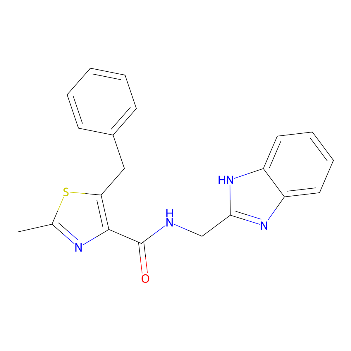 N-(1H-benzimidazol-2-ylmethyl)-5-benzyl-2-methyl-1,3-thiazole-4-carboxamide molecular structure, CAS 1574291-78-3