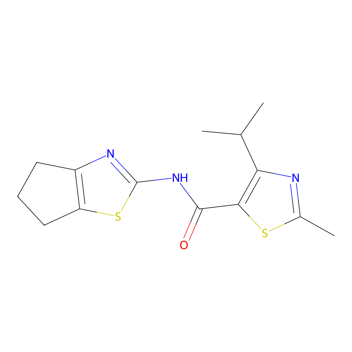 N-(5,6-dihydro-4H-cyclopenta[d]thiazol-2-yl)-4-isopropyl-2-methylthiazole-5-carboxamide molecular structure, CAS 1574291-80-7