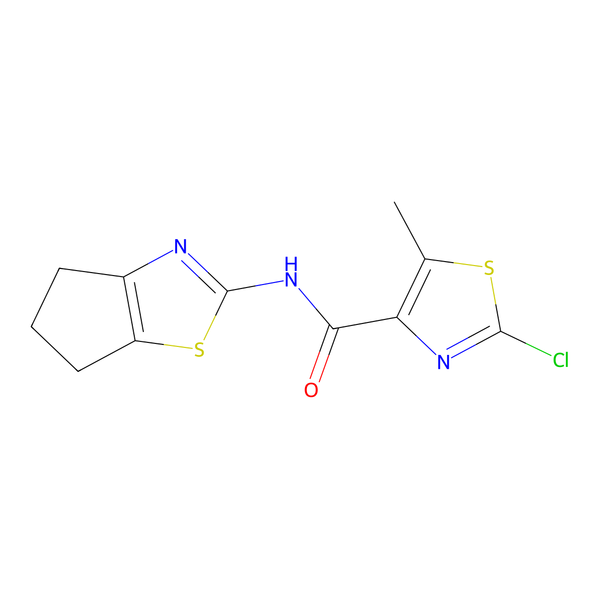 2-chloro-N-(5,6-dihydro-4H-cyclopenta[d]thiazol-2-yl)-5-methylthiazole-4-carboxamide molecular structure, CAS 1574292-04-8