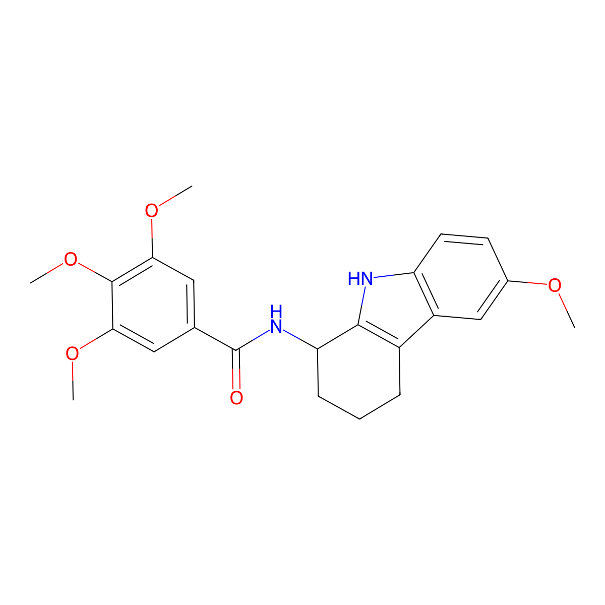 3,4,5-trimethoxy-N-(6-methoxy-2,3,4,9-tetrahydro-1H-carbazol-1-yl)benzamide molecular structure, CAS 1574292-32-2