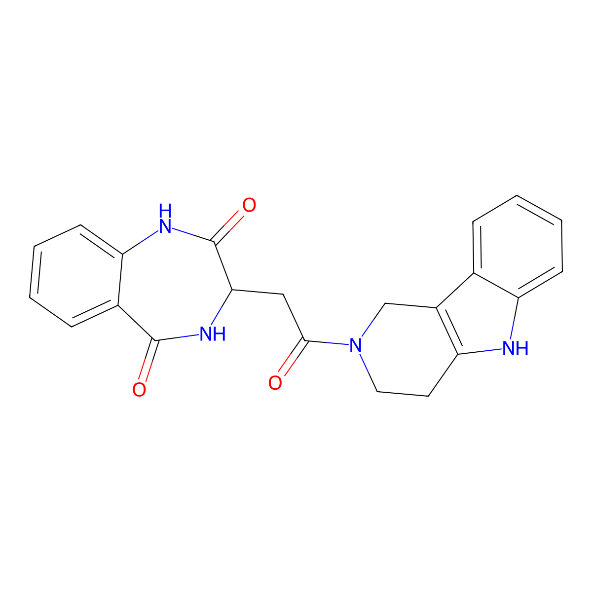 3-[2-oxo-2-(1,3,4,5-tetrahydro-2H-pyrido[4,3-b]indol-2-yl)ethyl]-3,4-dihydro-1H-1,4-benzodiazepine-2,5-dione molecular structure, CAS 1574292-50-4