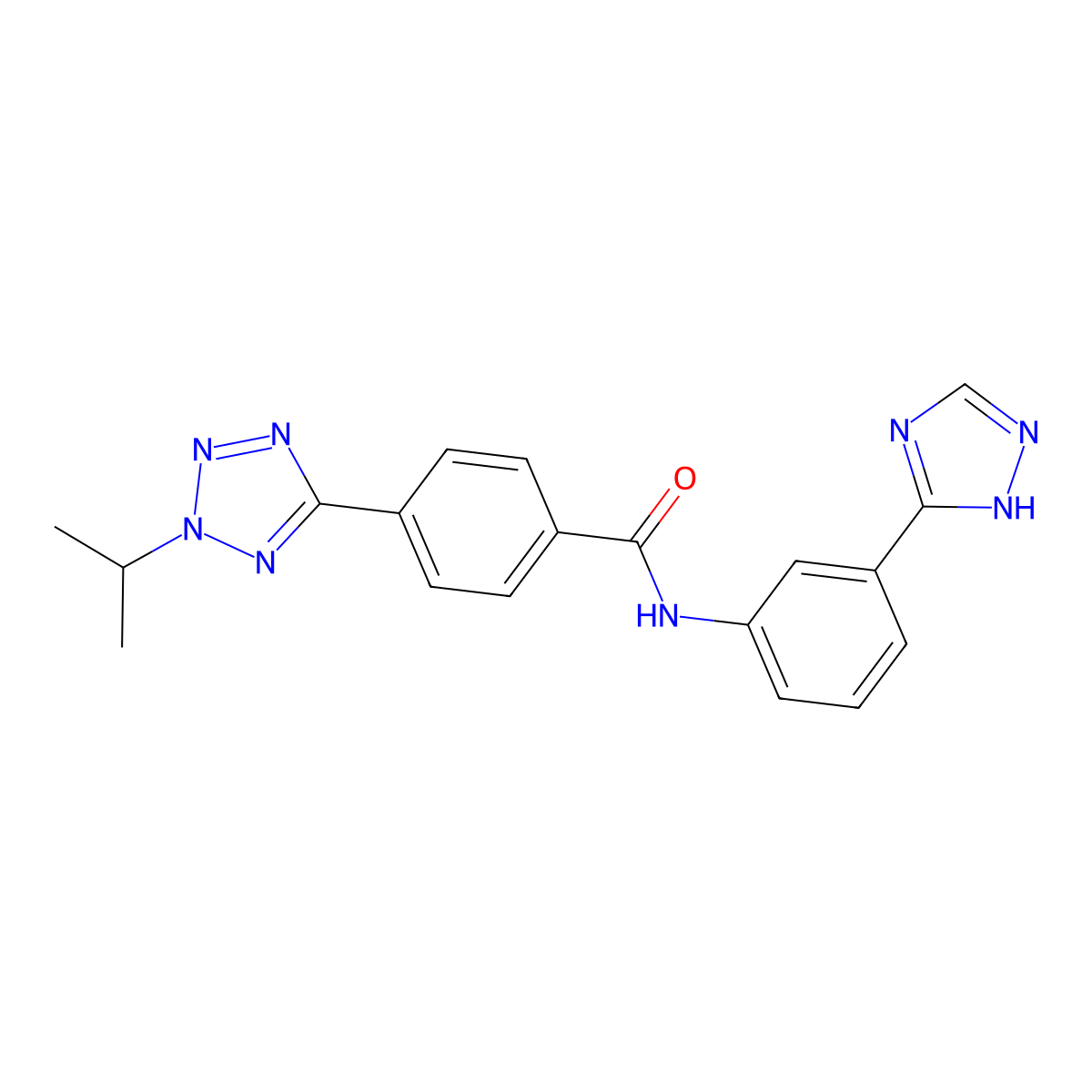 4-[2-(propan-2-yl)-2H-tetrazol-5-yl]-N-[3-(4H-1,2,4-triazol-3-yl)phenyl]benzamide molecular structure, CAS 1574292-59-3