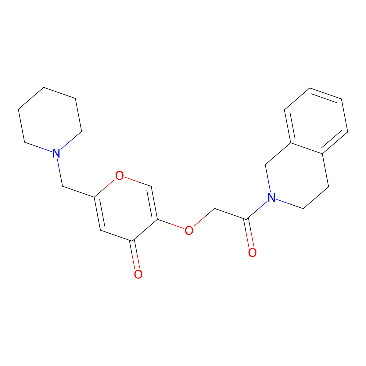5-[2-(3,4-dihydroisoquinolin-2(1H)-yl)-2-oxoethoxy]-2-(piperidin-1-ylmethyl)-4H-pyran-4-one molecular structure, CAS 1574292-97-9