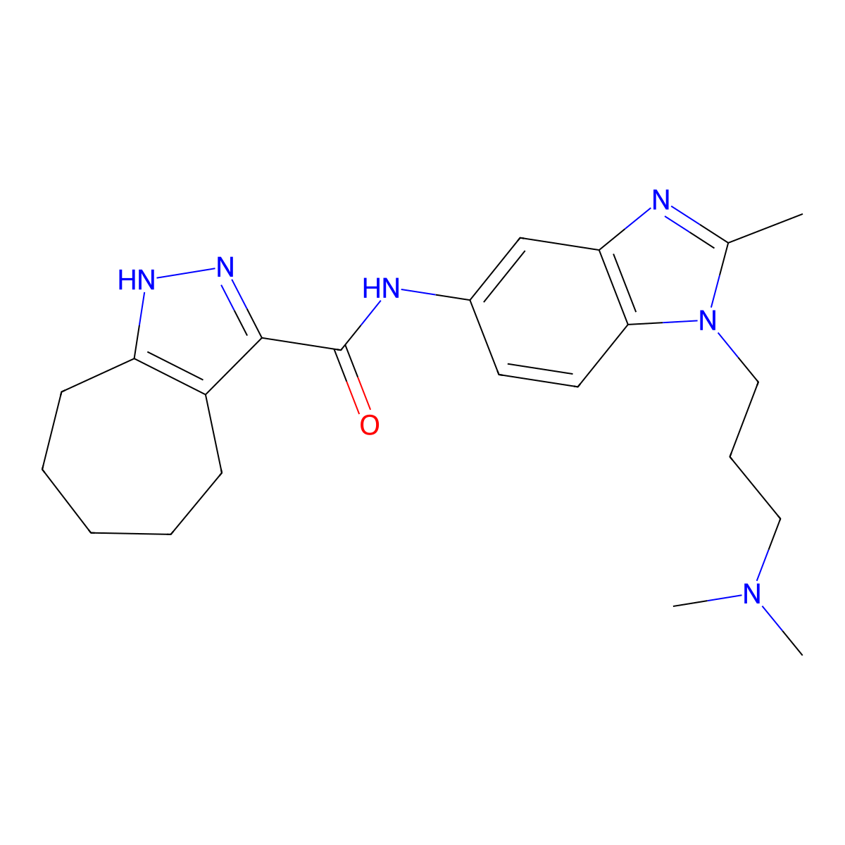 N-{1-[3-(dimethylamino)propyl]-2-methyl-1H-benzimidazol-5-yl}-2,4,5,6,7,8-hexahydrocyclohepta[c]pyrazole-3-carboxamide molecular structure, CAS 1574293-86-9