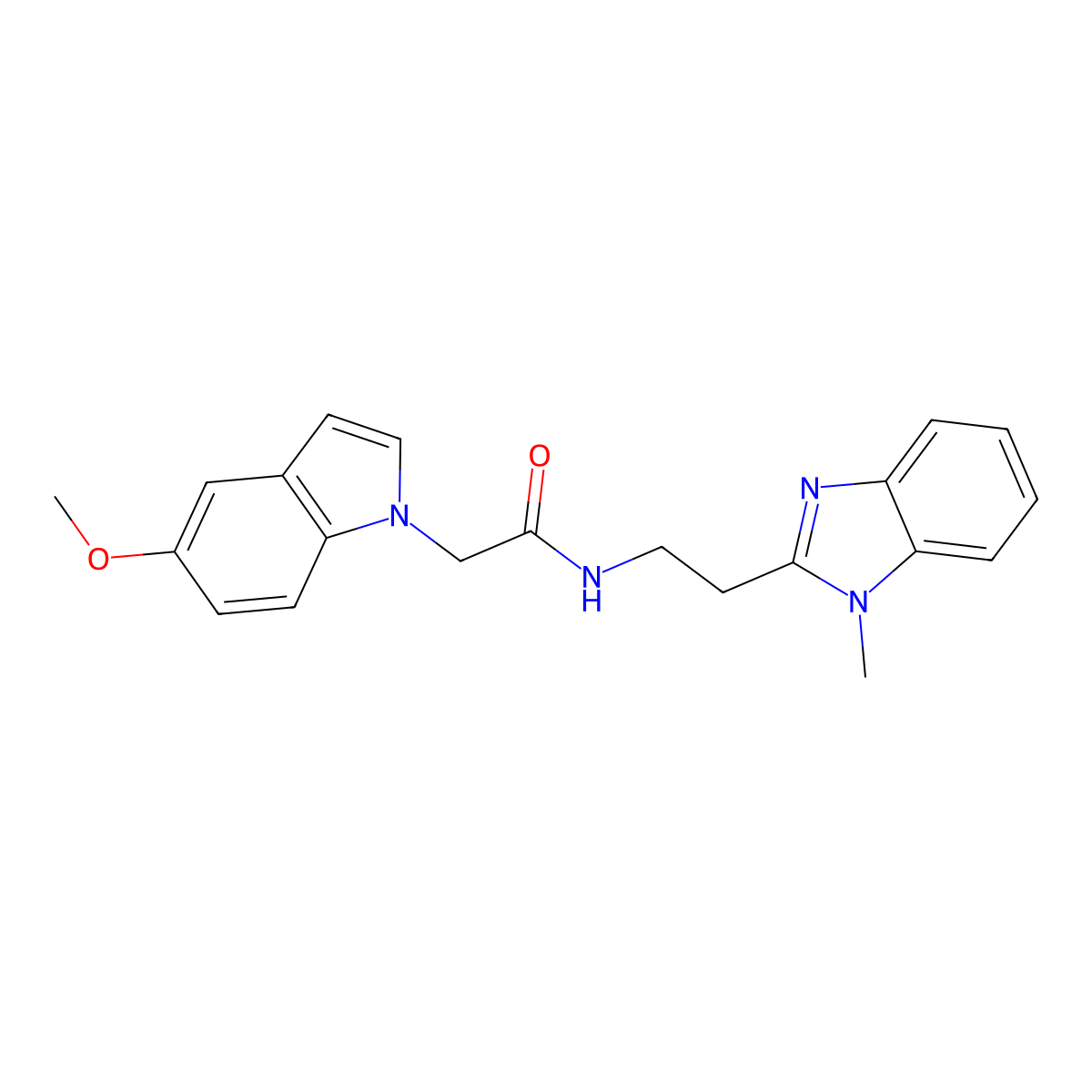 2-(5-methoxy-1H-indol-1-yl)-N-[2-(1-methyl-1H-benzimidazol-2-yl)ethyl]acetamide molecular structure, CAS 1574293-93-8