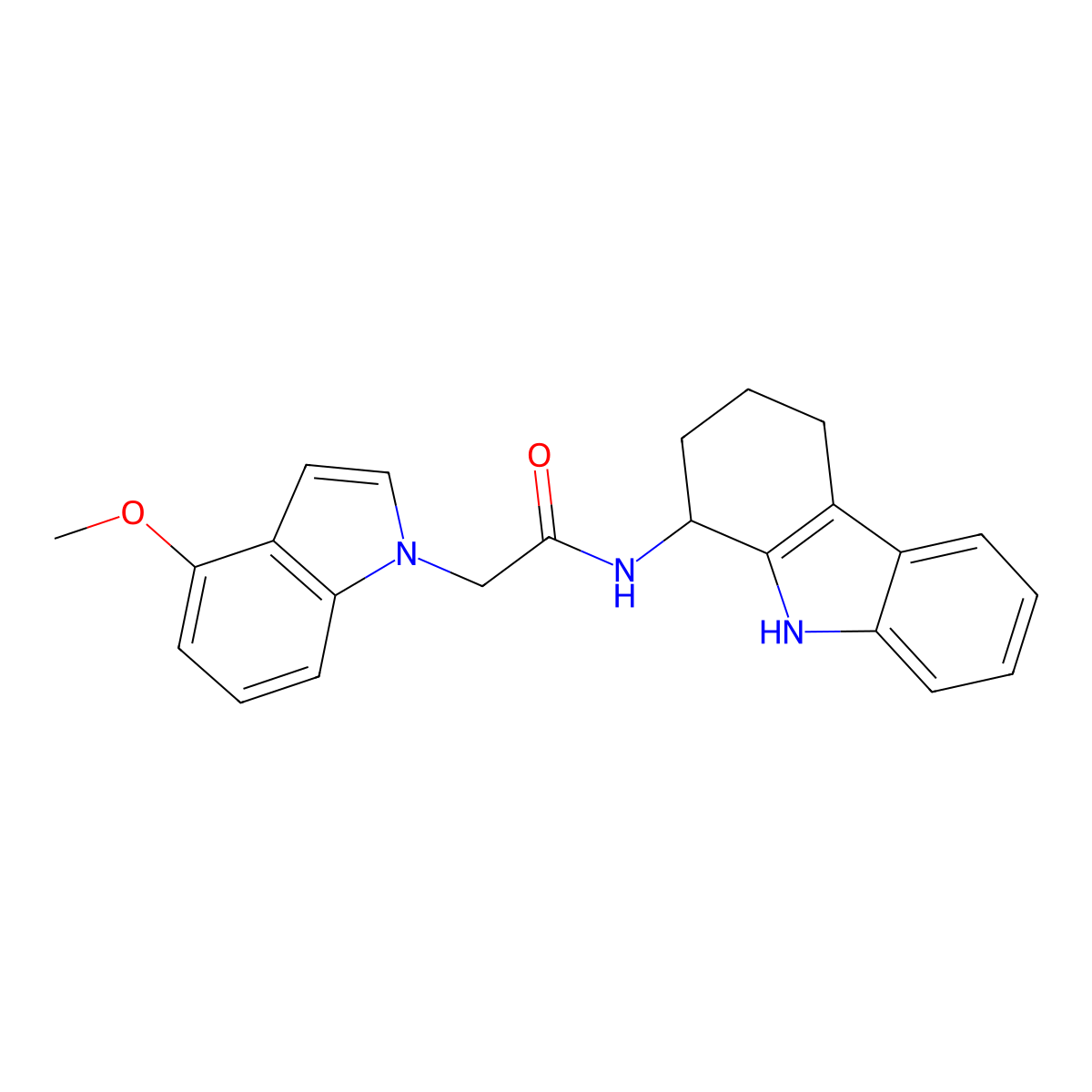 2-(4-methoxy-1H-indol-1-yl)-N-(2,3,4,9-tetrahydro-1H-carbazol-1-yl)acetamide molecular structure, CAS 1574294-18-0