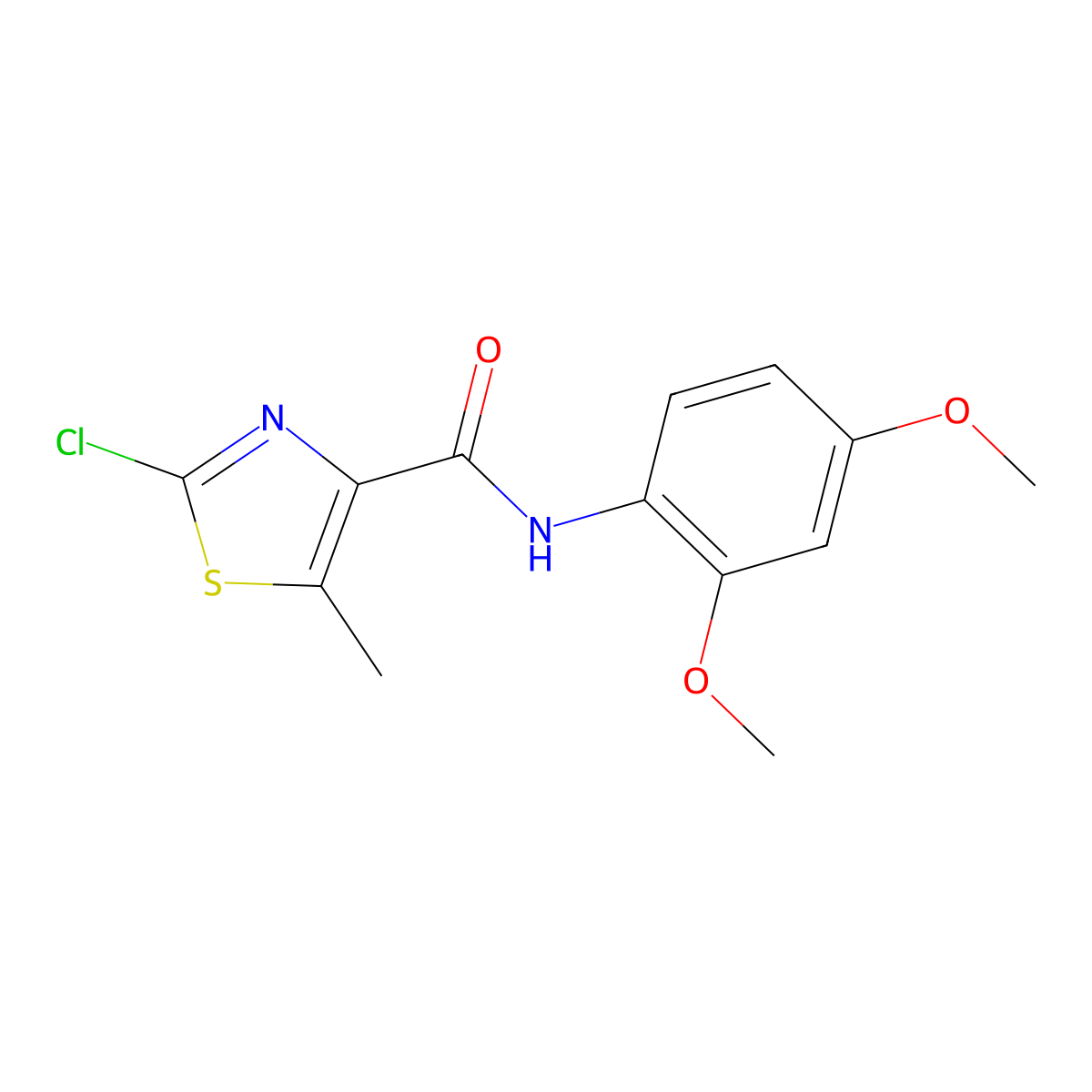 2-chloro-N-(2,4-dimethoxyphenyl)-5-methyl-1,3-thiazole-4-carboxamide molecular structure, CAS 1574294-33-9
