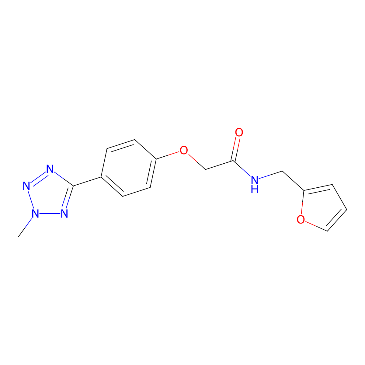 N-(furan-2-ylmethyl)-2-[4-(2-methyl-2H-tetrazol-5-yl)phenoxy]acetamide molecular structure, CAS 1574294-46-4