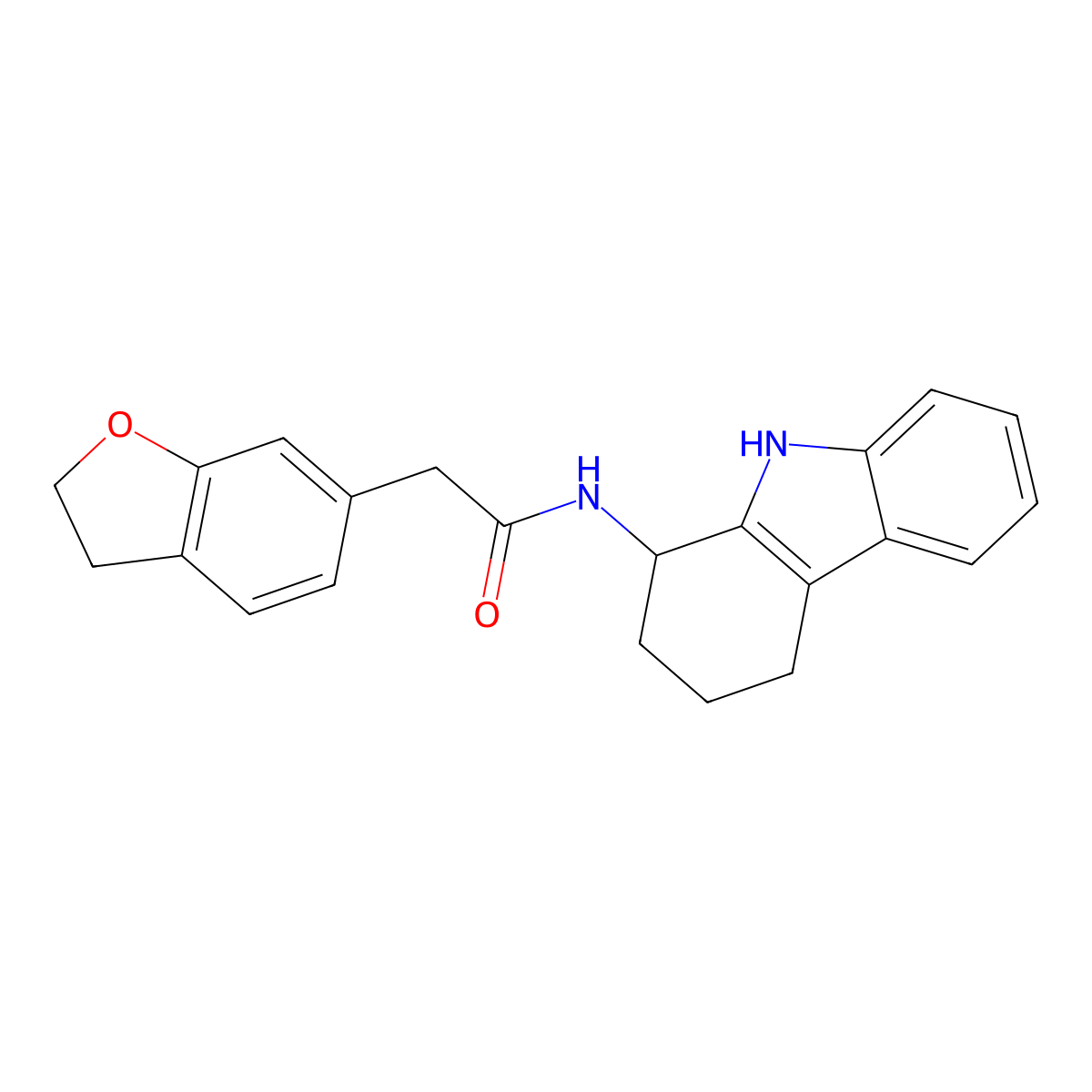 2-(2,3-dihydro-1-benzofuran-6-yl)-N-(2,3,4,9-tetrahydro-1H-carbazol-1-yl)acetamide molecular structure, CAS 1574294-96-4