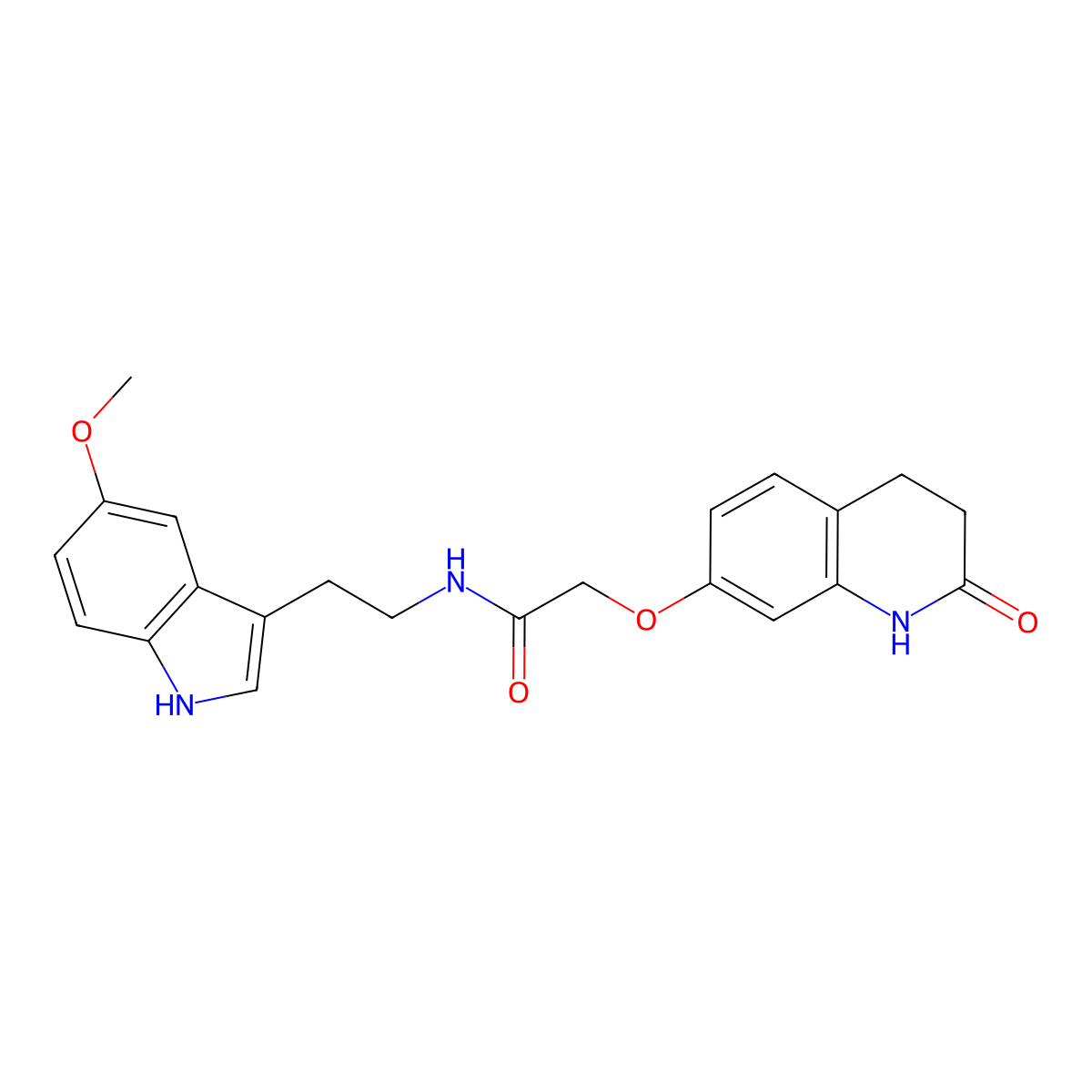 2-[(2-hydroxy-3,4-dihydroquinolin-7-yl)oxy]-N-[2-(5-methoxy-1H-indol-3-yl)ethyl]acetamide molecular structure, CAS 1574295-03-6