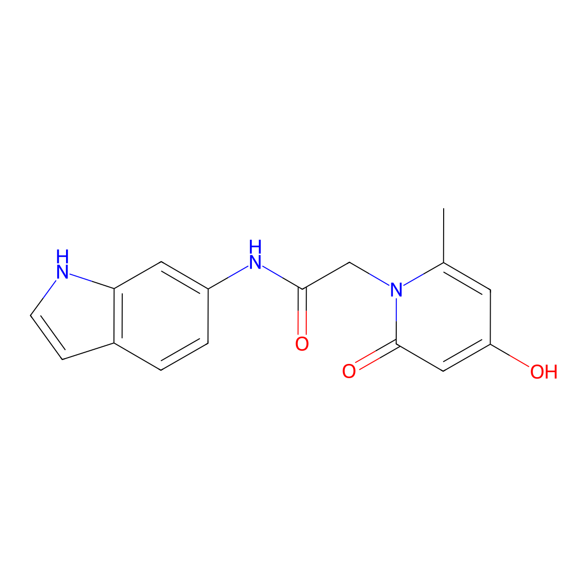 2-(4-hydroxy-6-methyl-2-oxopyridin-1(2H)-yl)-N-(1H-indol-6-yl)acetamide molecular structure, CAS 1574295-30-9