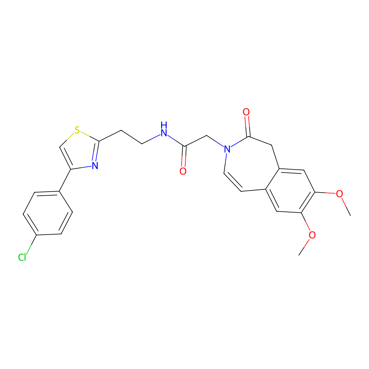 N-{2-[4-(4-chlorophenyl)-1,3-thiazol-2-yl]ethyl}-2-(7,8-dimethoxy-2-oxo-1,2-dihydro-3H-3-benzazepin-3-yl)acetamide molecular structure, CAS 1574295-43-4