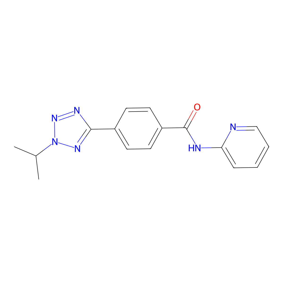 4-[2-(propan-2-yl)-2H-tetrazol-5-yl]-N-(pyridin-2-yl)benzamide molecular structure, CAS 1574295-56-9