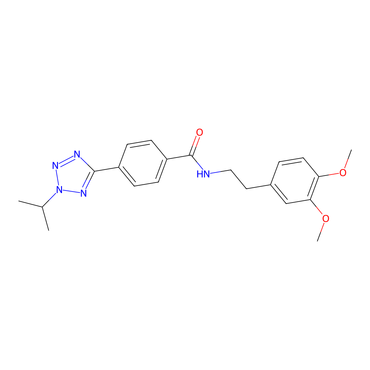 N-[2-(3,4-dimethoxyphenyl)ethyl]-4-[2-(propan-2-yl)-2H-tetrazol-5-yl]benzamide molecular structure, CAS 1574295-60-5