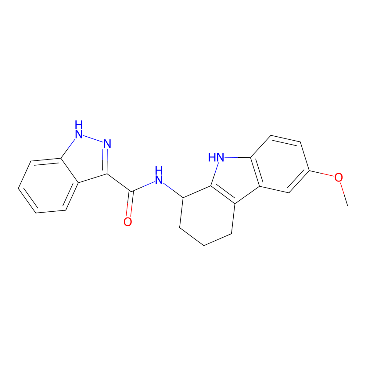 N-(6-methoxy-2,3,4,9-tetrahydro-1H-carbazol-1-yl)-1H-indazole-3-carboxamide molecular structure, CAS 1574295-63-8