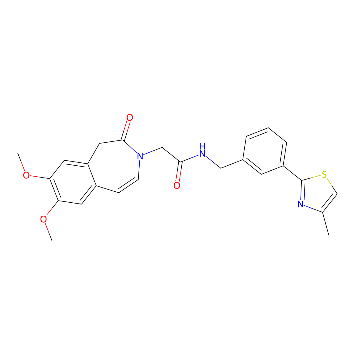 2-(7,8-dimethoxy-2-oxo-1,2-dihydro-3H-3-benzazepin-3-yl)-N-[3-(4-methyl-1,3-thiazol-2-yl)benzyl]acetamide molecular structure, CAS 1574295-64-9