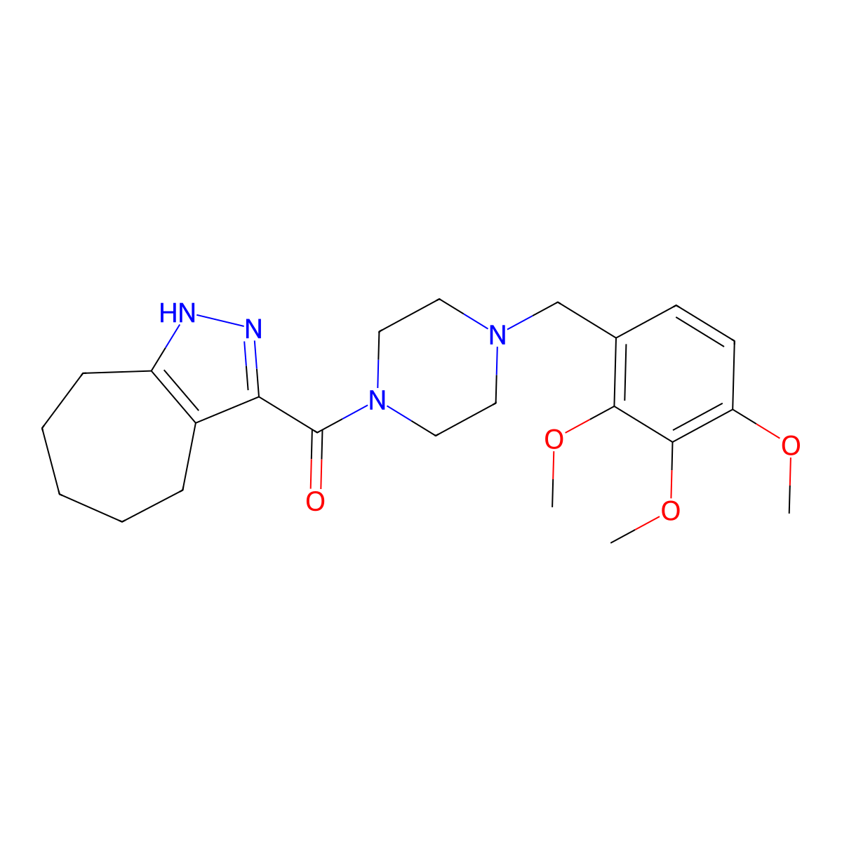 2,4,5,6,7,8-Hexahydrocyclohepta[c]pyrazol-3-yl[4-(2,3,4-trimethoxybenzyl)piperazin-1-yl]methanone molecular structure, CAS 1574295-71-8