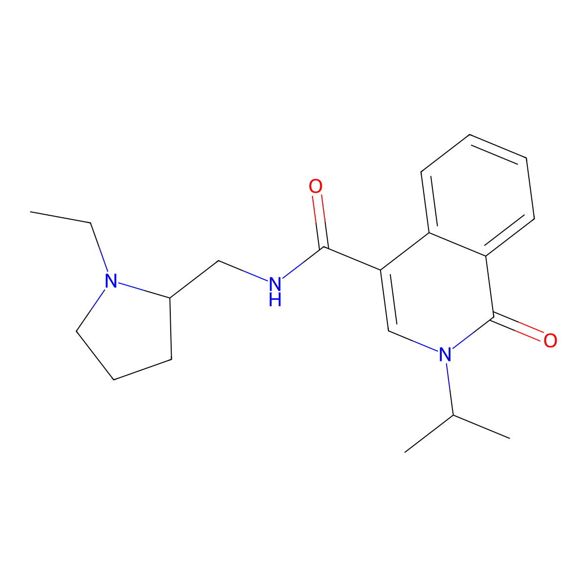 N-[(1-ethylpyrrolidin-2-yl)methyl]-1-oxo-2-(propan-2-yl)-1,2-dihydroisoquinoline-4-carboxamide molecular structure, CAS 1574295-86-5