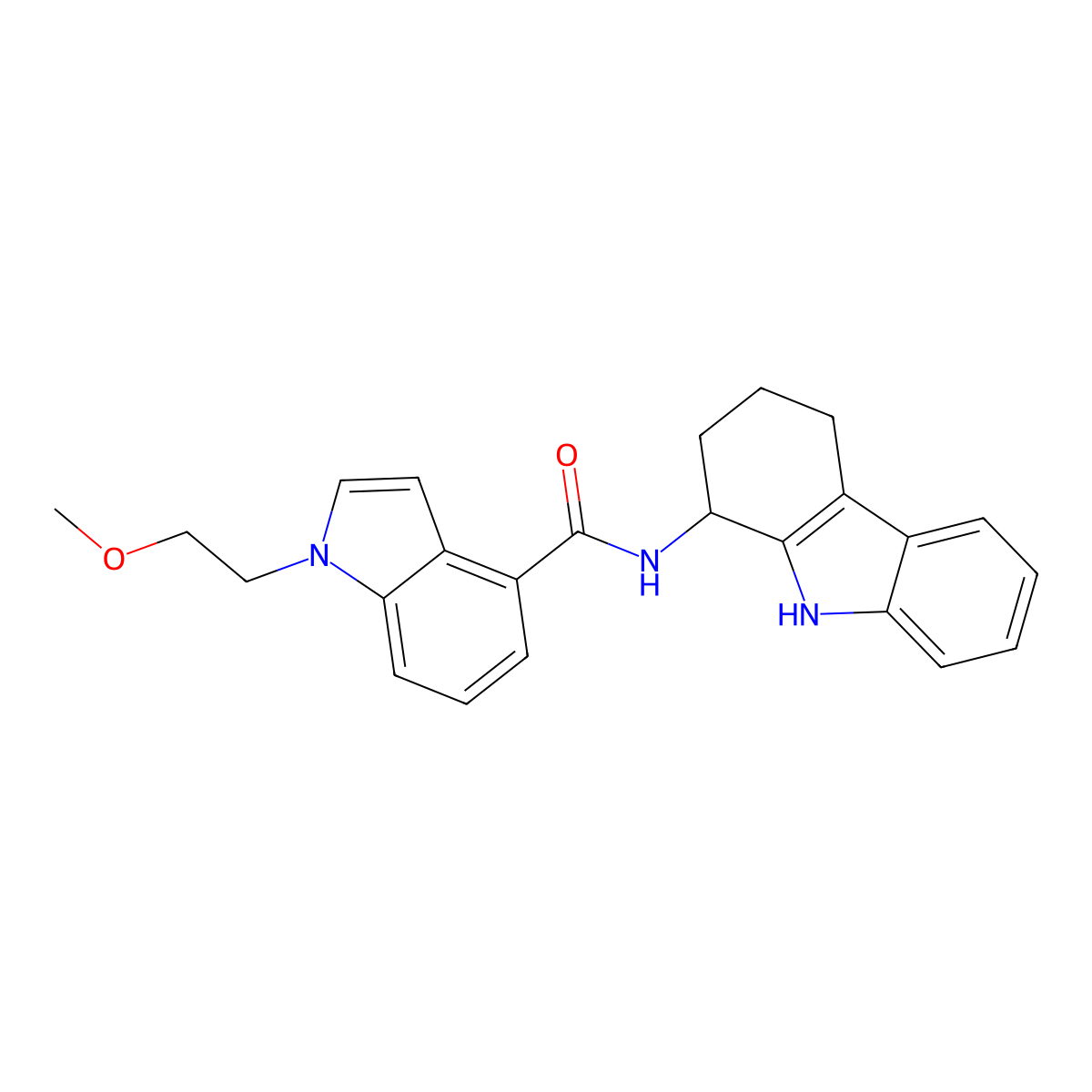 1-(2-methoxyethyl)-N-(2,3,4,9-tetrahydro-1H-carbazol-1-yl)-1H-indole-4-carboxamide molecular structure, CAS 1574295-90-1