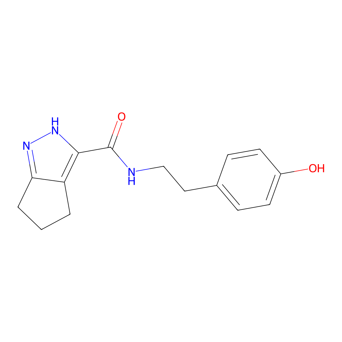 N-[2-(4-hydroxyphenyl)ethyl]-2,4,5,6-tetrahydrocyclopenta[c]pyrazole-3-carboxamide molecular structure, CAS 1574295-96-7