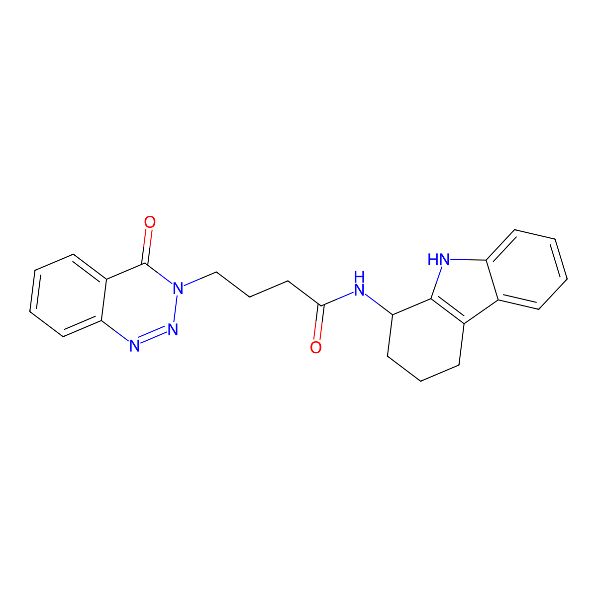 4-(4-oxo-1,2,3-benzotriazin-3(4H)-yl)-N-(2,3,4,9-tetrahydro-1H-carbazol-1-yl)butanamide molecular structure, CAS 1574295-98-9