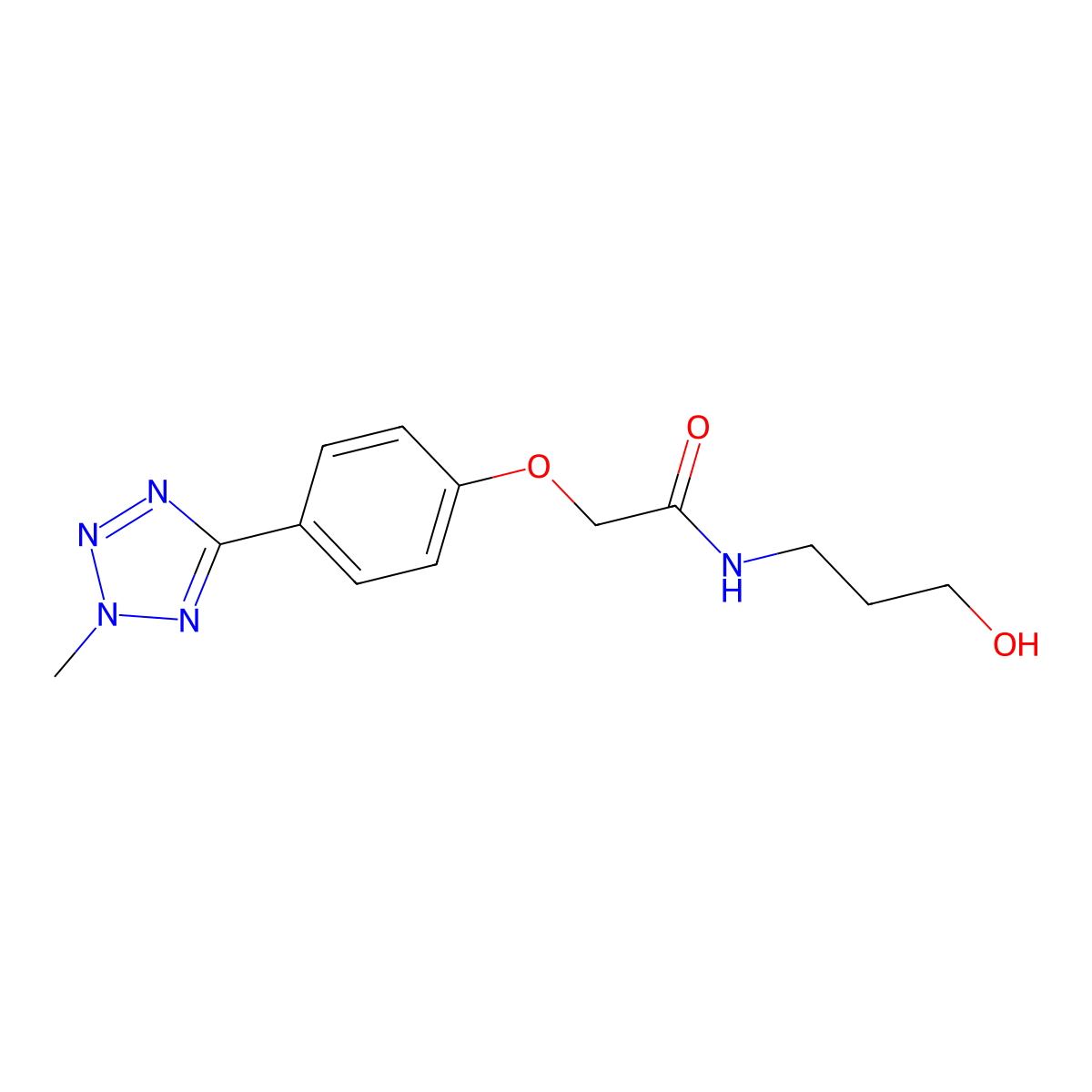 N-(3-hydroxypropyl)-2-[4-(2-methyl-2H-tetrazol-5-yl)phenoxy]acetamide molecular structure, CAS 1574296-38-0
