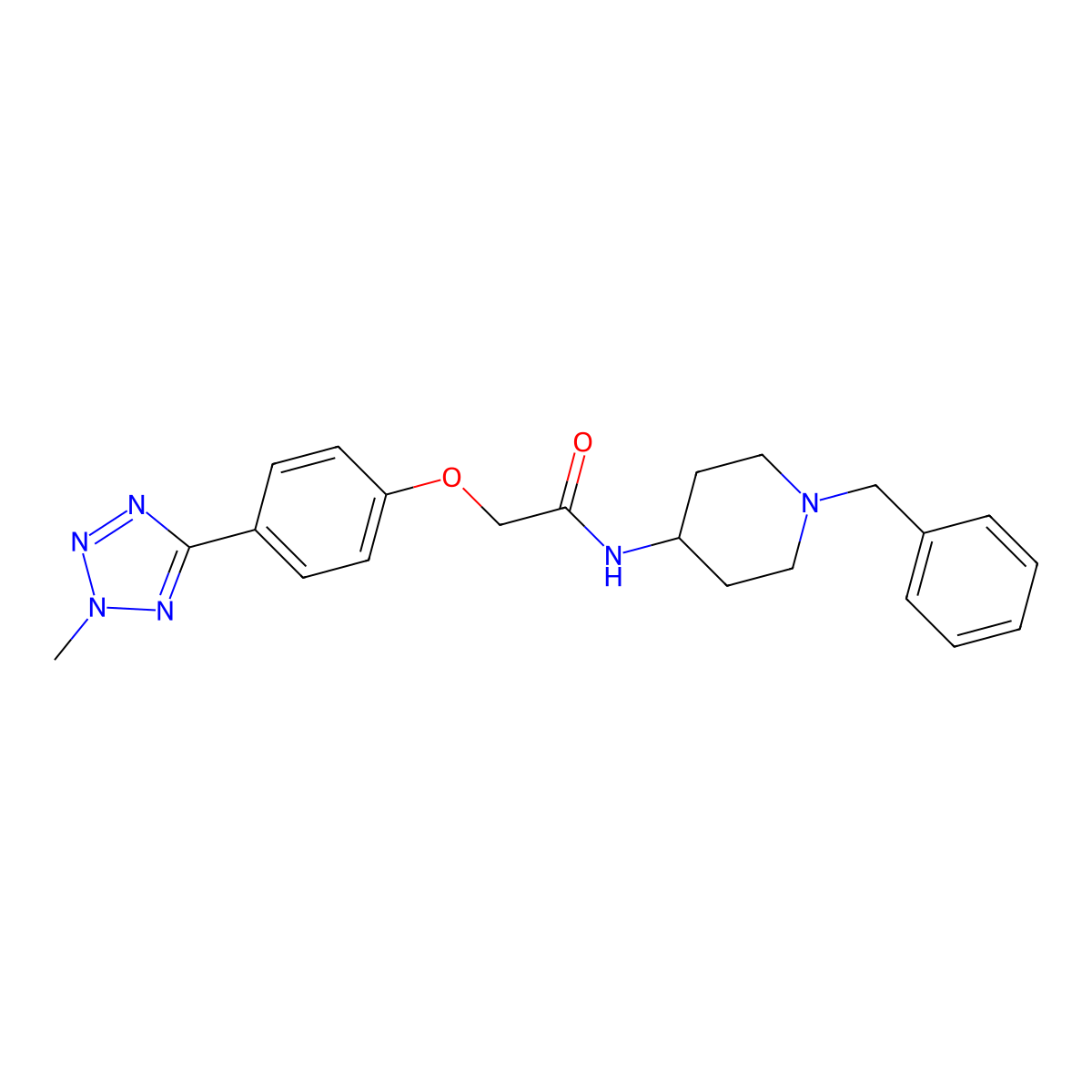 N-(1-benzylpiperidin-4-yl)-2-[4-(2-methyl-2H-tetrazol-5-yl)phenoxy]acetamide molecular structure, CAS 1574296-57-3