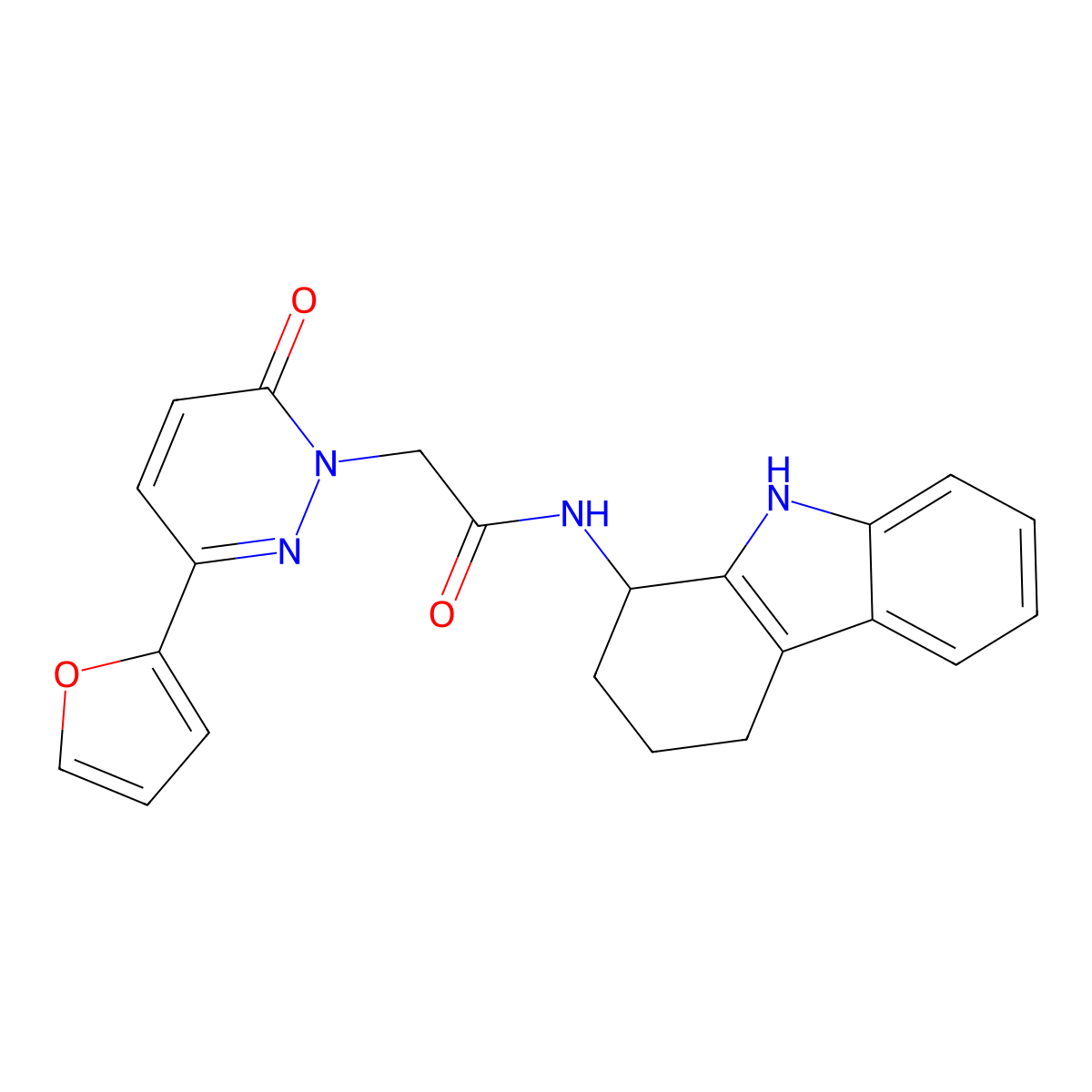 2-[3-(2-furyl)-6-oxo-1(6H)-pyridazinyl]-N-(2,3,4,9-tetrahydro-1H-carbazol-1-yl)acetamide molecular structure, CAS 1574296-83-5