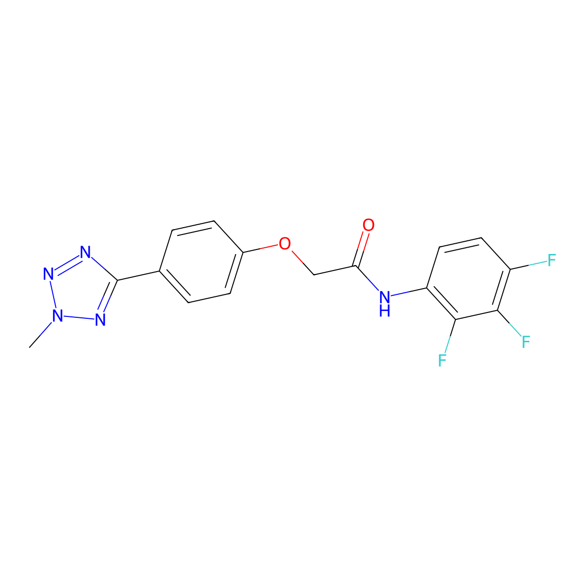 2-[4-(2-methyl-2H-tetrazol-5-yl)phenoxy]-N-(2,3,4-trifluorophenyl)acetamide molecular structure, CAS 1574296-84-6