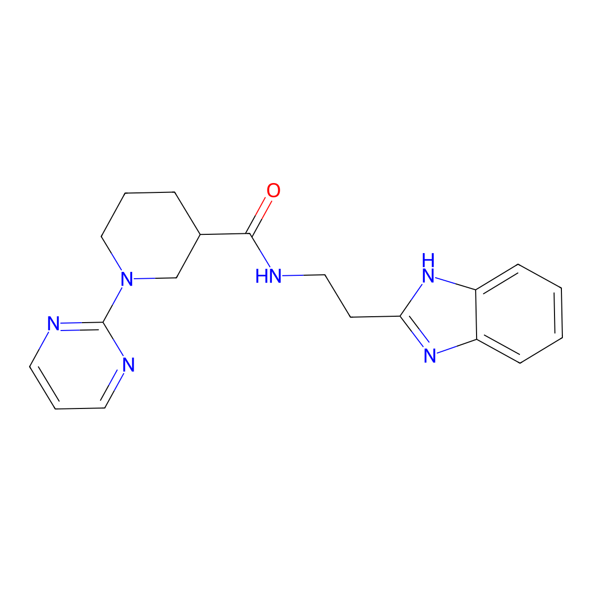 N-[2-(1H-1,3-benzimidazol-2-yl)ethyl]-1-(2-pyrimidinyl)-3-piperidinecarboxamide molecular structure, CAS 1574296-87-9