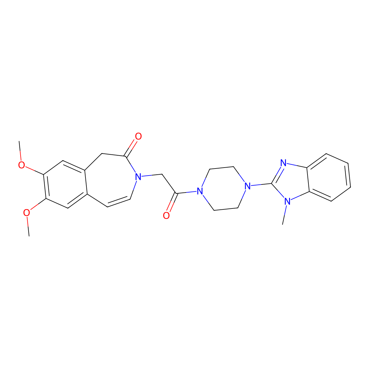 7,8-dimethoxy-3-{2-[4-(1-methyl-1H-benzimidazol-2-yl)piperazin-1-yl]-2-oxoethyl}-1,3-dihydro-2H-3-benzazepin-2-one molecular structure, CAS 1574296-89-1