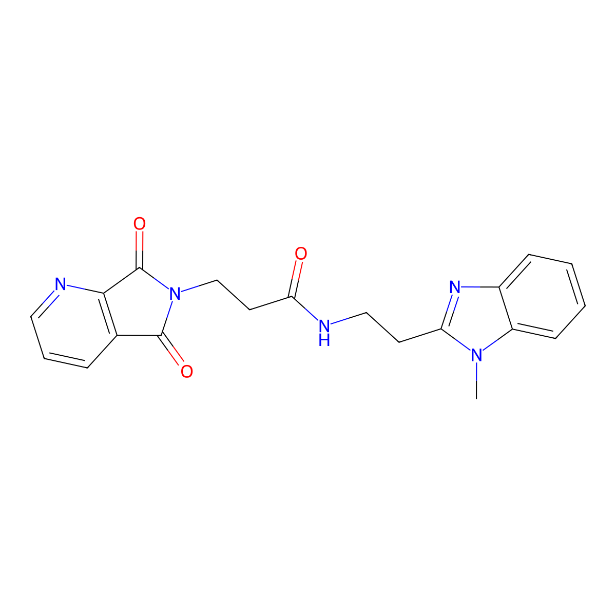 3-(5,7-dioxo-5,7-dihydro-6H-pyrrolo[3,4-b]pyridin-6-yl)-N-[2-(1-methyl-1H-benzimidazol-2-yl)ethyl]propanamide molecular structure, CAS 1574296-97-1