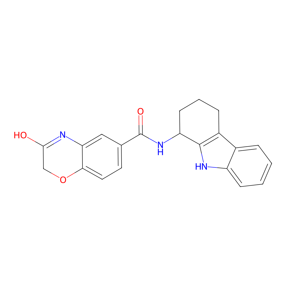 3-hydroxy-N-(2,3,4,9-tetrahydro-1H-carbazol-1-yl)-2H-1,4-benzoxazine-6-carboxamide molecular structure, CAS 1574297-08-7