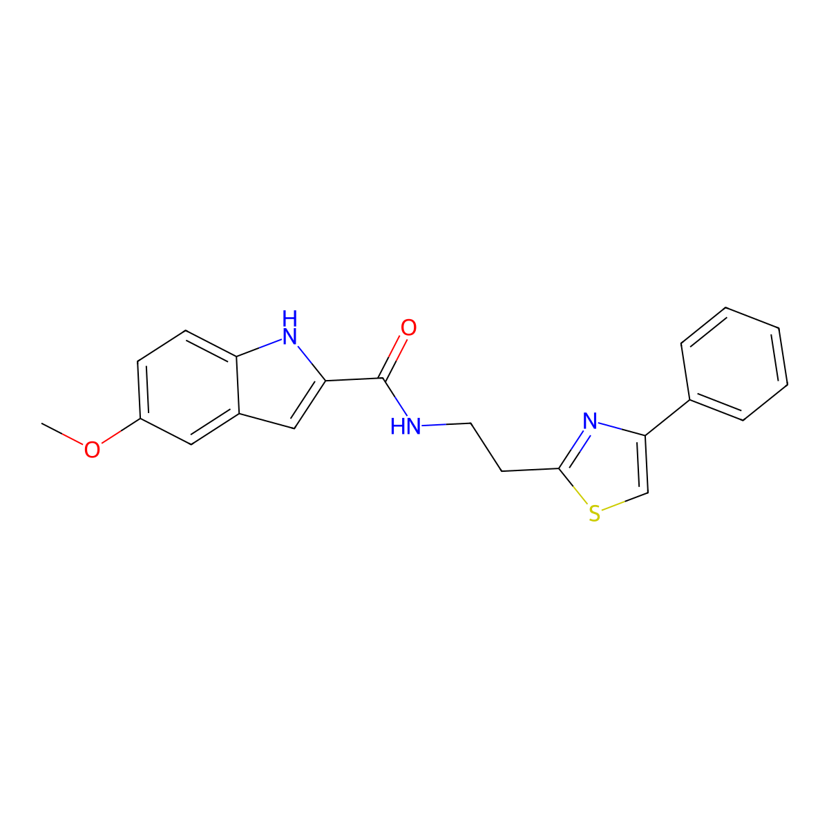 5-methoxy-N-[2-(4-phenyl-1,3-thiazol-2-yl)ethyl]-1H-indole-2-carboxamide molecular structure, CAS 1574297-12-3
