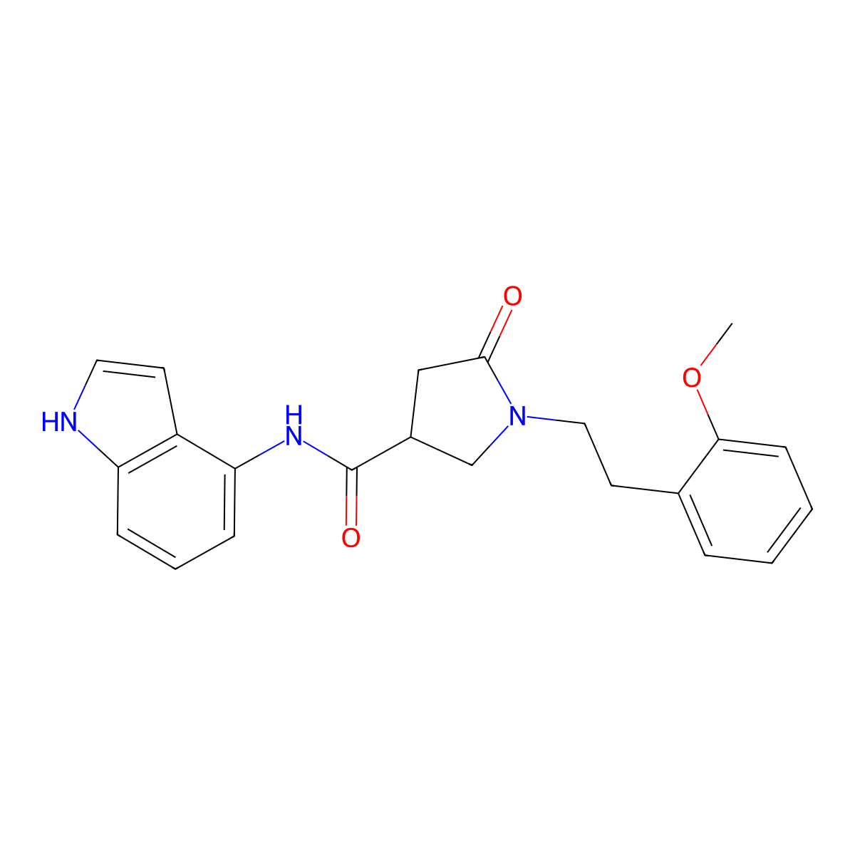 N-(1H-indol-4-yl)-1-[2-(2-methoxyphenyl)ethyl]-5-oxopyrrolidine-3-carboxamide molecular structure, CAS 1574297-14-5
