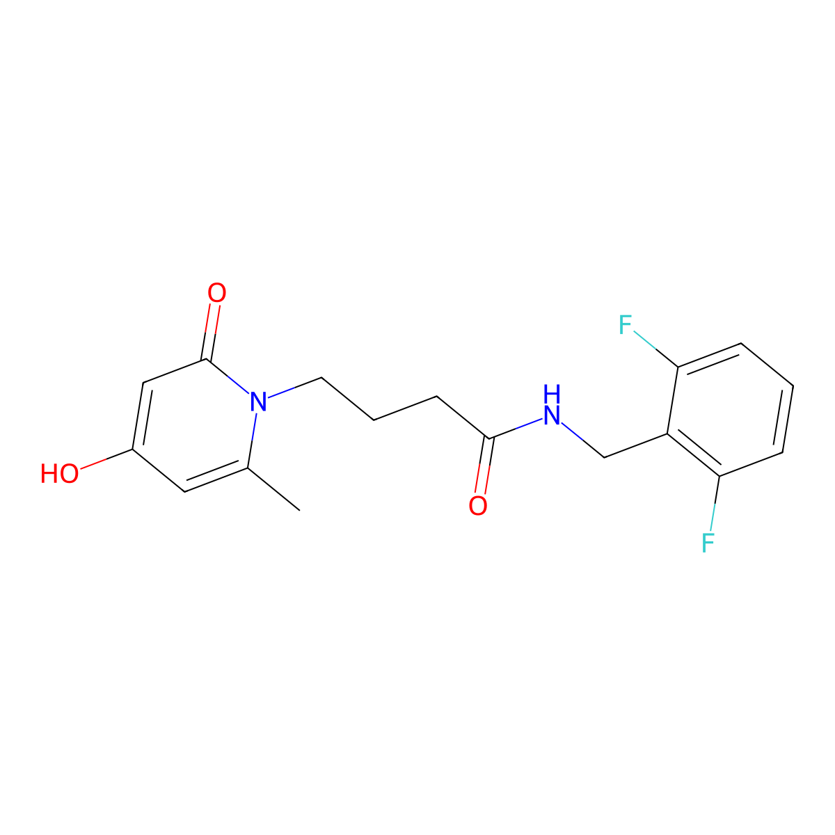 N-(2,6-difluorobenzyl)-4-[4-hydroxy-2-methyl-6-oxo-1(6H)-pyridinyl]butanamide molecular structure, CAS 1574297-19-0