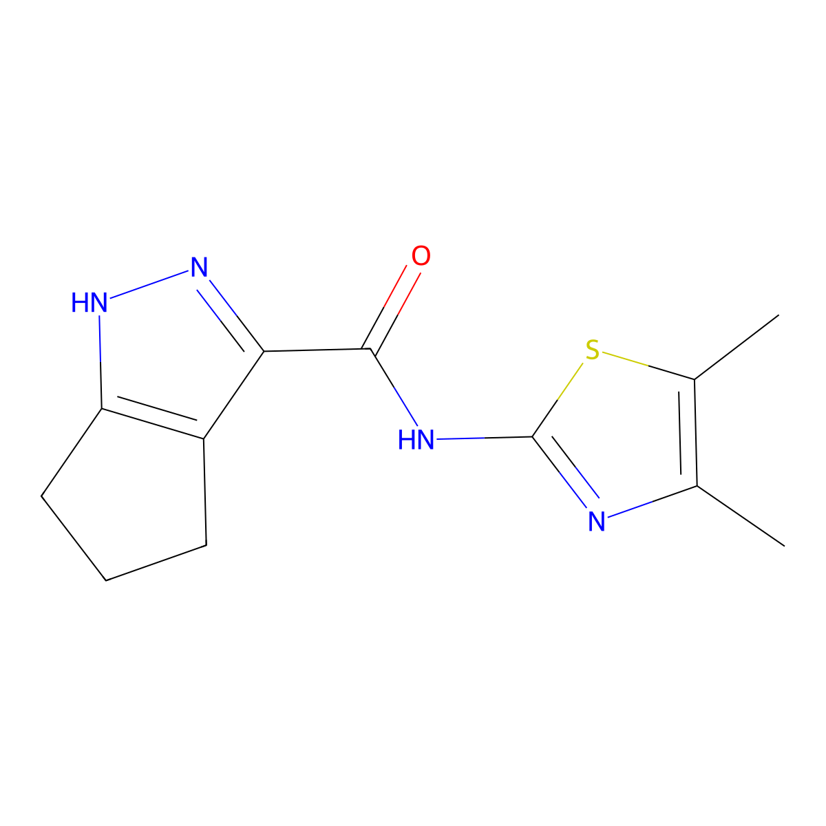 N-(4,5-dimethyl-1,3-thiazol-2-yl)-1,4,5,6-tetrahydrocyclopenta[c]pyrazole-3-carboxamide molecular structure, CAS 1574297-29-2