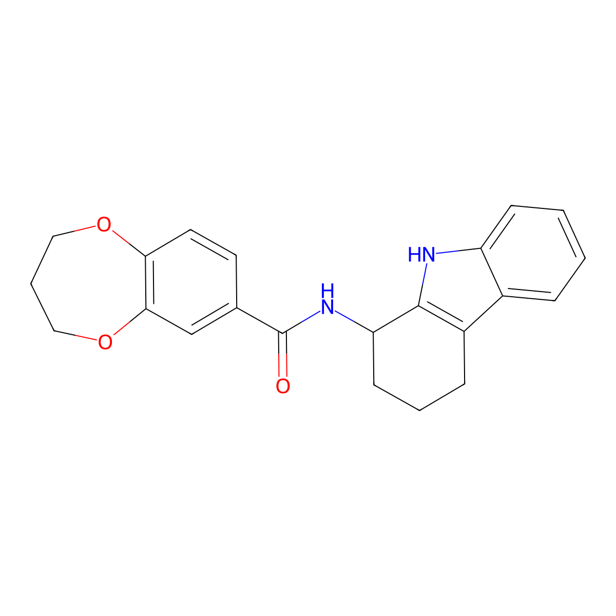 N-(2,3,4,9-tetrahydro-1H-carbazol-1-yl)-3,4-dihydro-2H-1,5-benzodioxepine-7-carboxamide molecular structure, CAS 1574297-44-1