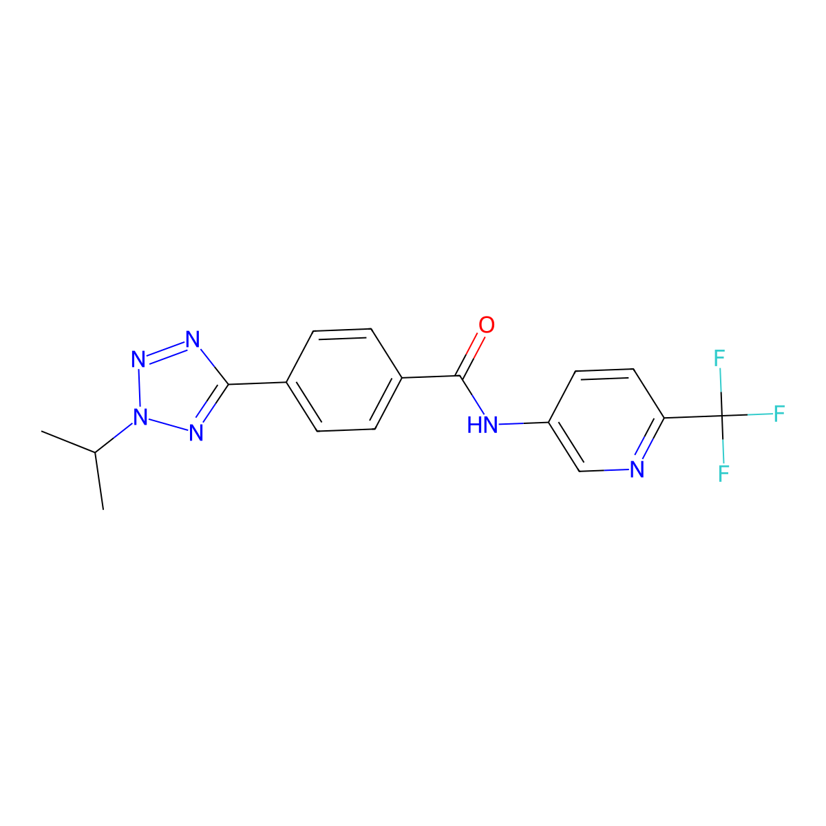 4-[2-(propan-2-yl)-2H-tetrazol-5-yl]-N-[6-(trifluoromethyl)pyridin-3-yl]benzamide molecular structure, CAS 1574300-05-2