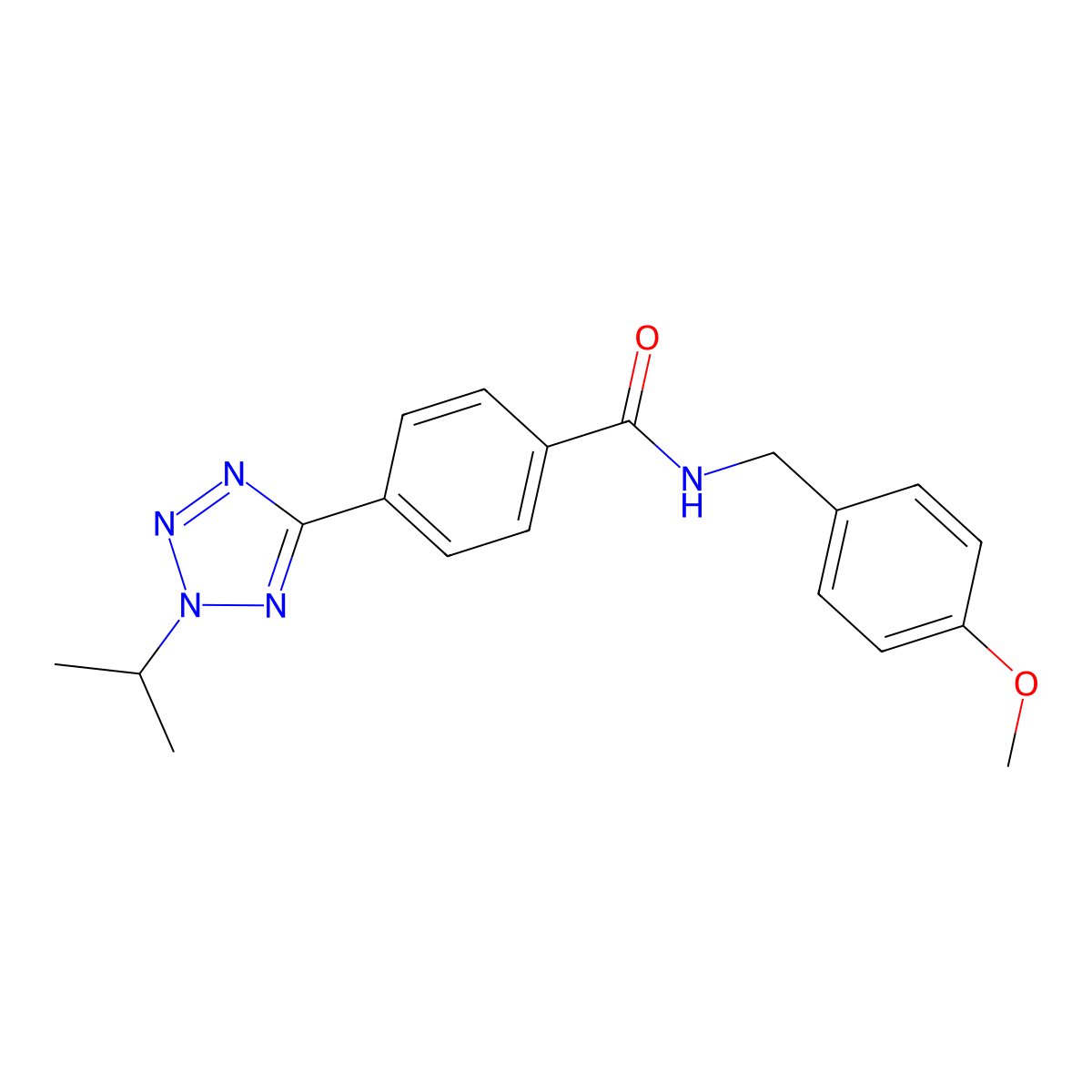 N-(4-methoxybenzyl)-4-[2-(propan-2-yl)-2H-tetrazol-5-yl]benzamide molecular structure, CAS 1574300-24-5