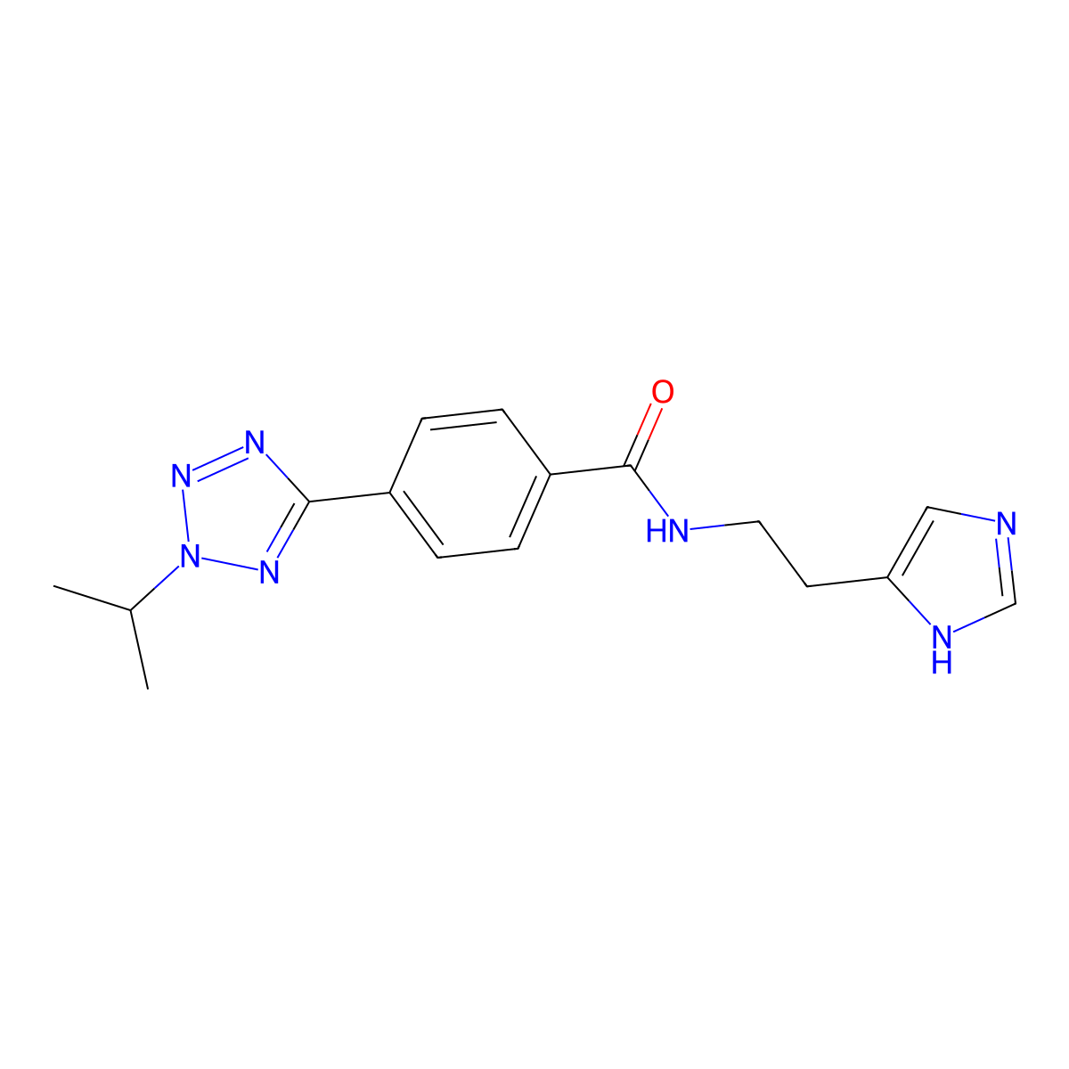 N-[2-(1H-imidazol-4-yl)ethyl]-4-[2-(propan-2-yl)-2H-tetrazol-5-yl]benzamide molecular structure, CAS 1574300-30-3