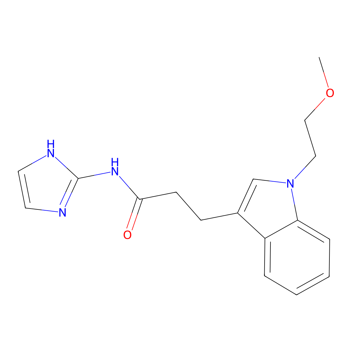 N-(1H-imidazol-2-yl)-3-[1-(2-methoxyethyl)-1H-indol-3-yl]propanamide molecular structure, CAS 1574300-31-4