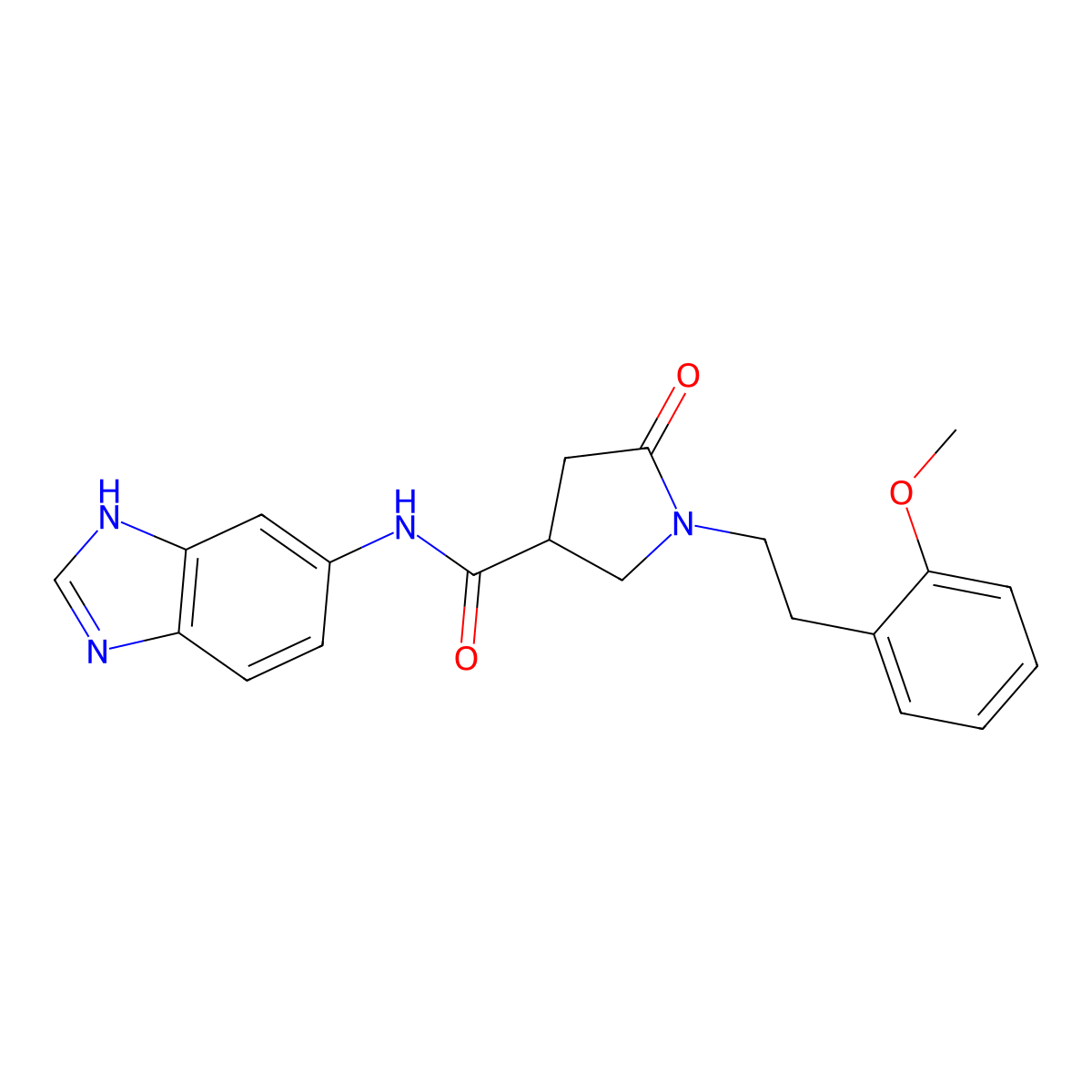 N-(1H-benzimidazol-6-yl)-1-[2-(2-methoxyphenyl)ethyl]-5-oxopyrrolidine-3-carboxamide molecular structure, CAS 1574300-43-8