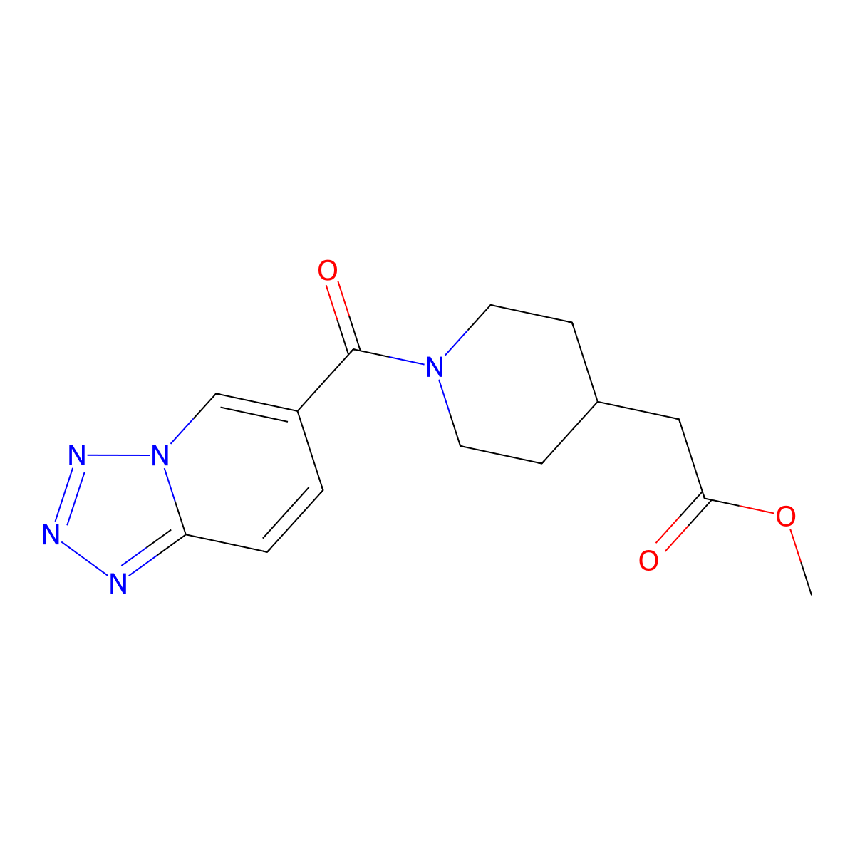 Methyl [1-(tetrazolo[1,5-a]pyridin-6-ylcarbonyl)piperidin-4-yl]acetate molecular structure, CAS 1574300-46-1