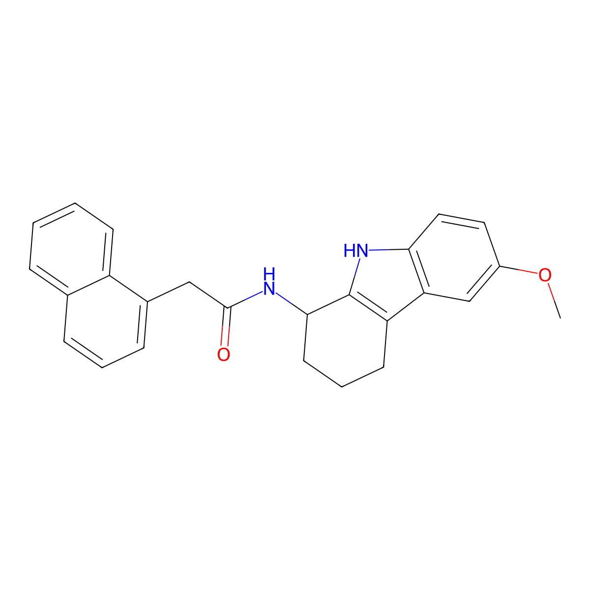 N-(6-methoxy-2,3,4,9-tetrahydro-1H-carbazol-1-yl)-2-(naphthalen-1-yl)acetamide molecular structure, CAS 1574300-58-5