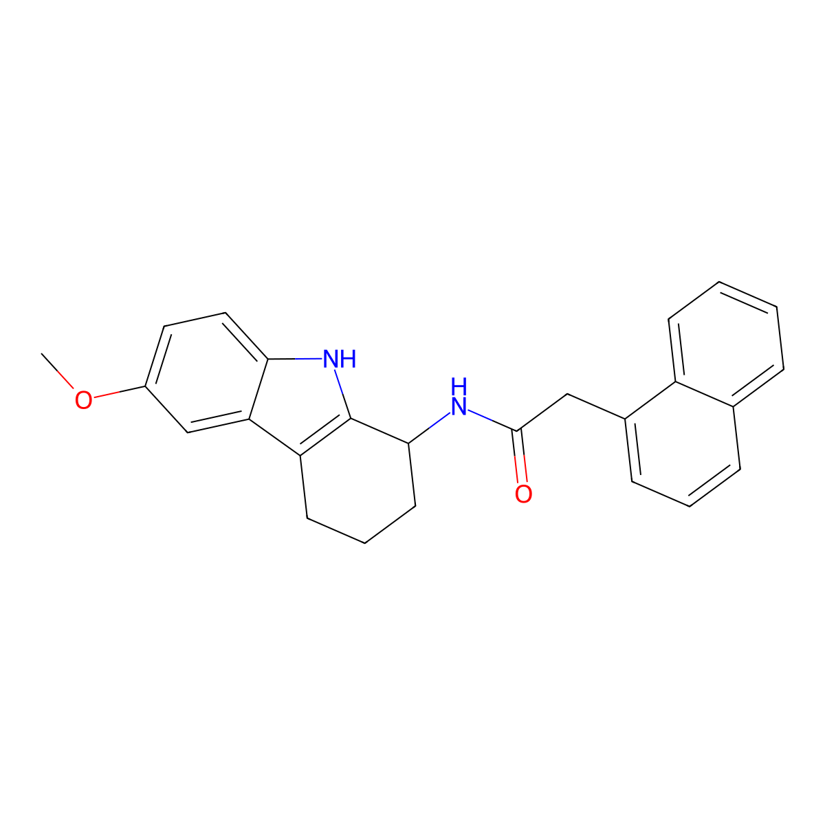 N-(6-methoxy-2,3,4,9-tetrahydro-1H-carbazol-1-yl)-2-(naphthalen-1-yl)acetamide molecular structure, CAS 1574300-58-5