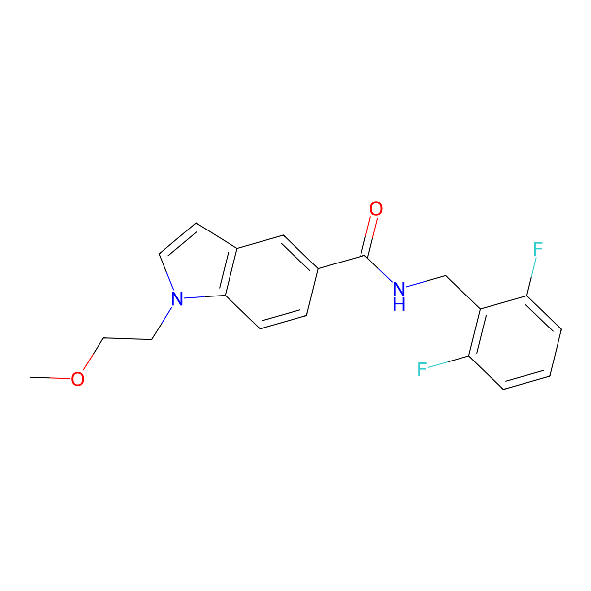 N-(2,6-difluorobenzyl)-1-(2-methoxyethyl)-1H-indole-5-carboxamide molecular structure, CAS 1574300-67-6
