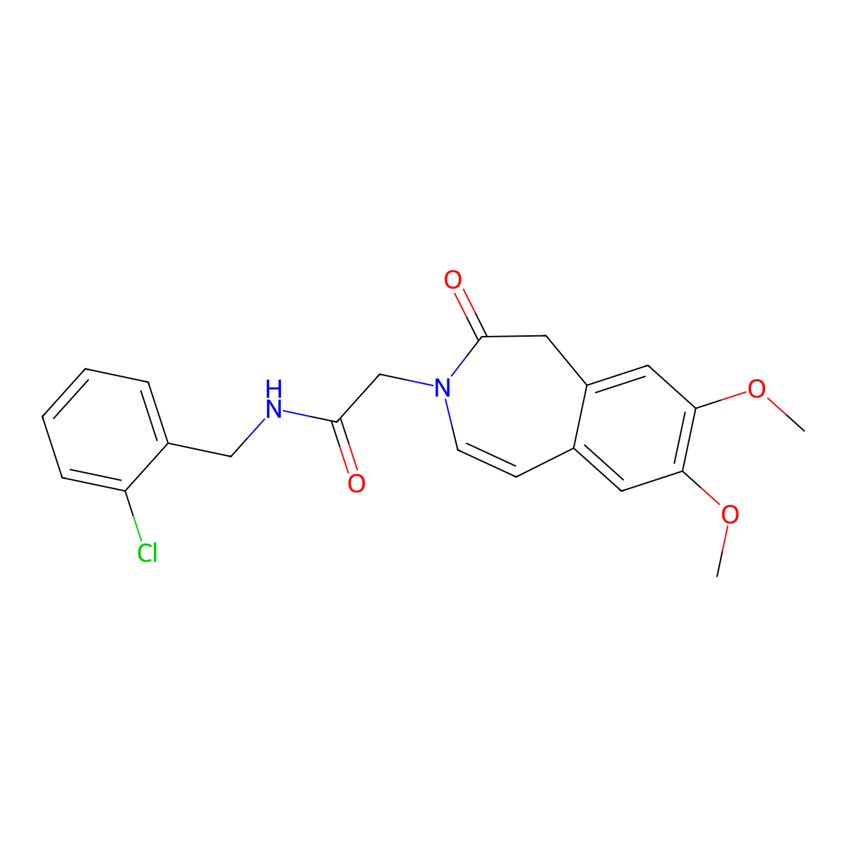 N-(2-chlorobenzyl)-2-(7,8-dimethoxy-2-oxo-1,2-dihydro-3H-3-benzazepin-3-yl)acetamide molecular structure, CAS 1574300-79-0