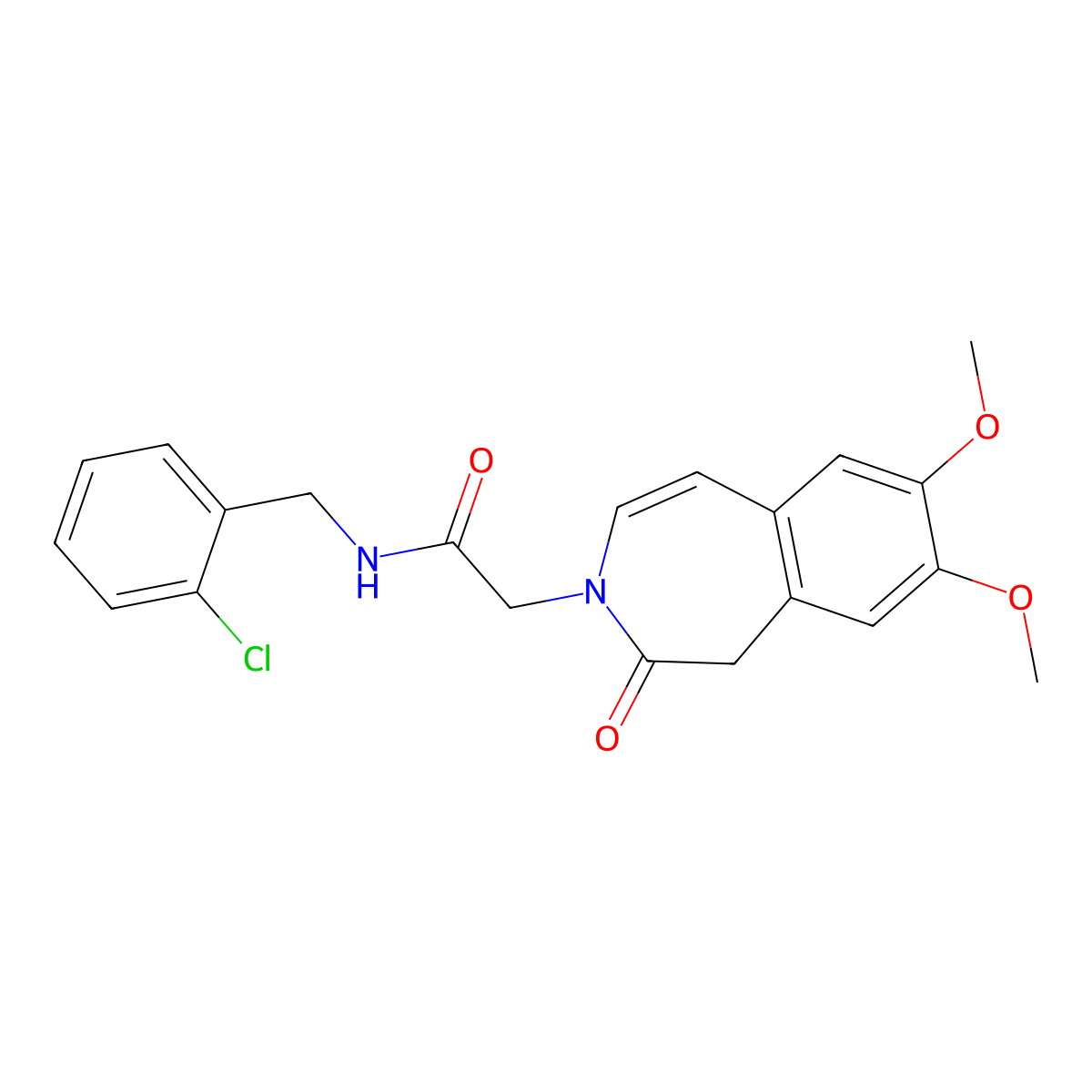 N-(2-chlorobenzyl)-2-(7,8-dimethoxy-2-oxo-1,2-dihydro-3H-3-benzazepin-3-yl)acetamide molecular structure, CAS 1574300-79-0