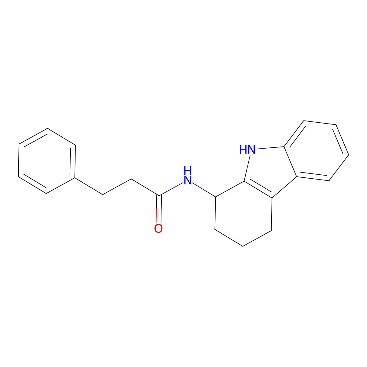 3-phenyl-N-(2,3,4,9-tetrahydro-1H-carbazol-1-yl)propanamide molecular structure, CAS 1574300-84-7